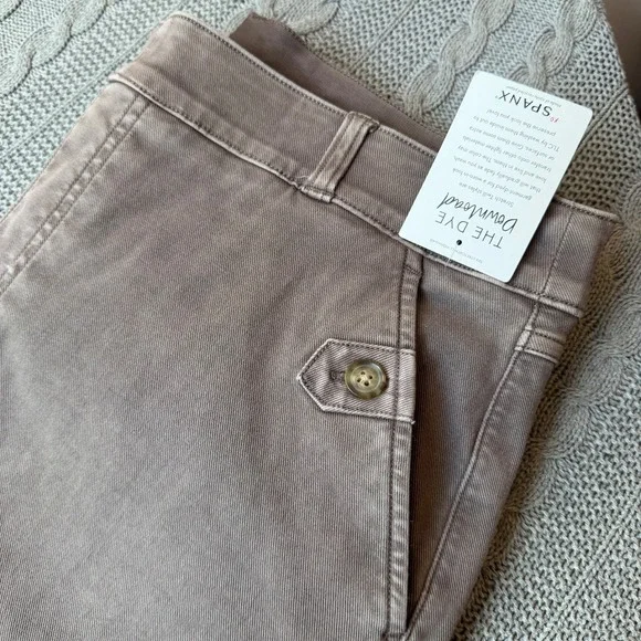 NWT SPANX 20312R Stretch Twill Cropped Wide Leg XL Tall in Almond Khaki Pants - Picture 4 of 11